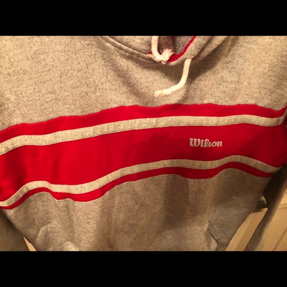 Vintage Wilson Tennis Hoodie Red Ringer Sweatshirt - Picture 5 of 11